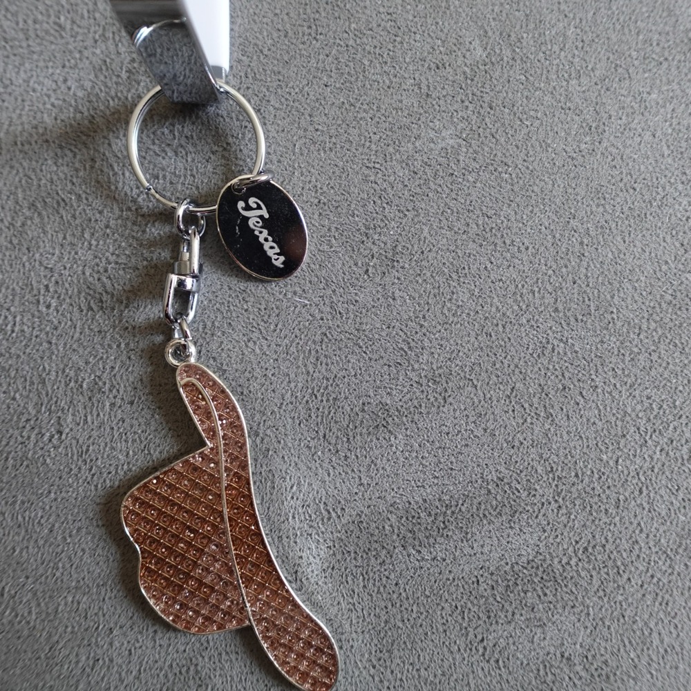 Texas Keychain Rhinestone Cowboy Hat Sparkle Novelty Route 66 Destination Travel